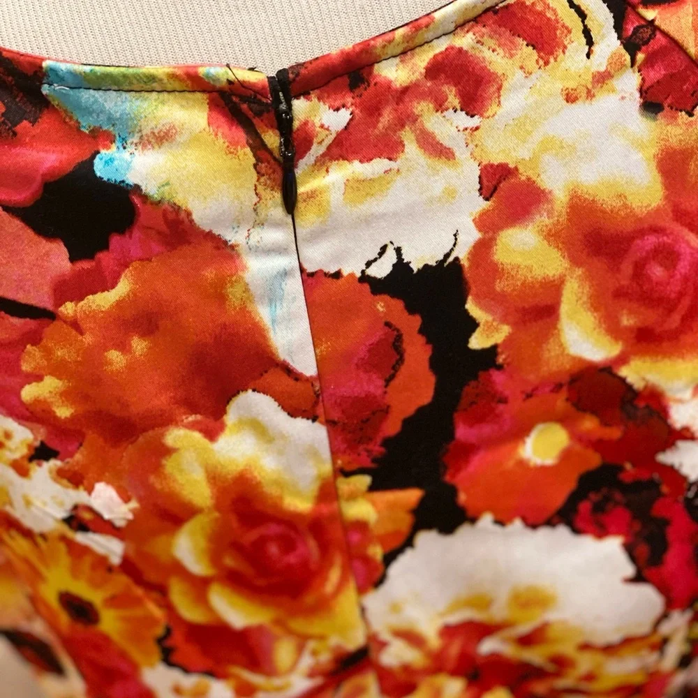 NWT Liz Claiborne Floral Fit Flare Dress Multicolor Sleeveless 8 Red Pink